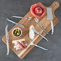 French Home Mother-of-Pearl Laguiole Charcuterie Set with Wood Serving Board