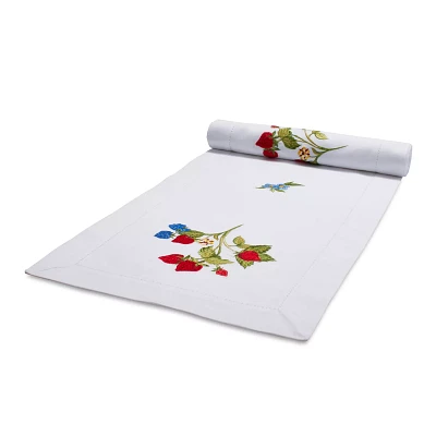 Sur La Table Embroidered Strawberry Table Runner, 108" x 16"