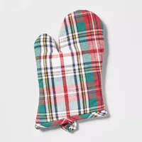 Sur La Table Snowy Village Plaid Oven Mitt