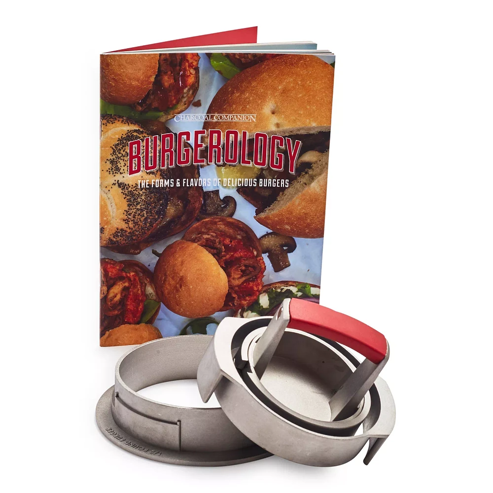 Sur La Table Cast Aluminum 3-in-1 Adjustable Burger Press with Recipe Book