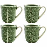 Bordallo Pinheiro Cabbage Green Mugs, Set of 4