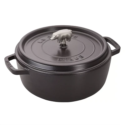 Staub Cast Iron Cochon Shallow Wide Round Cocotte