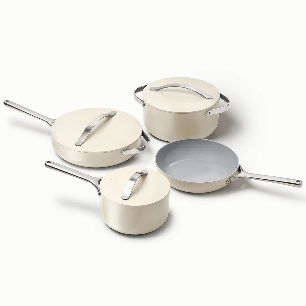 Caraway Ceramic Nonstick 7-Piece Cookware Set with Bonus Storage