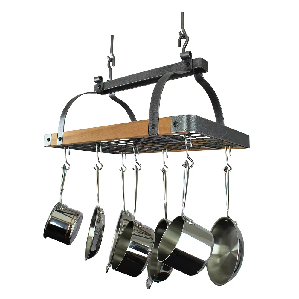 Enclume Hammered Steel & Tigerwood Signature Ceiling Pot Rack