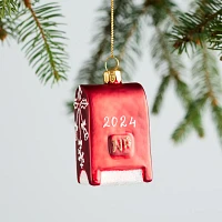 Sur La Table 2024 Red Mailbox Glass Ornament, 3"