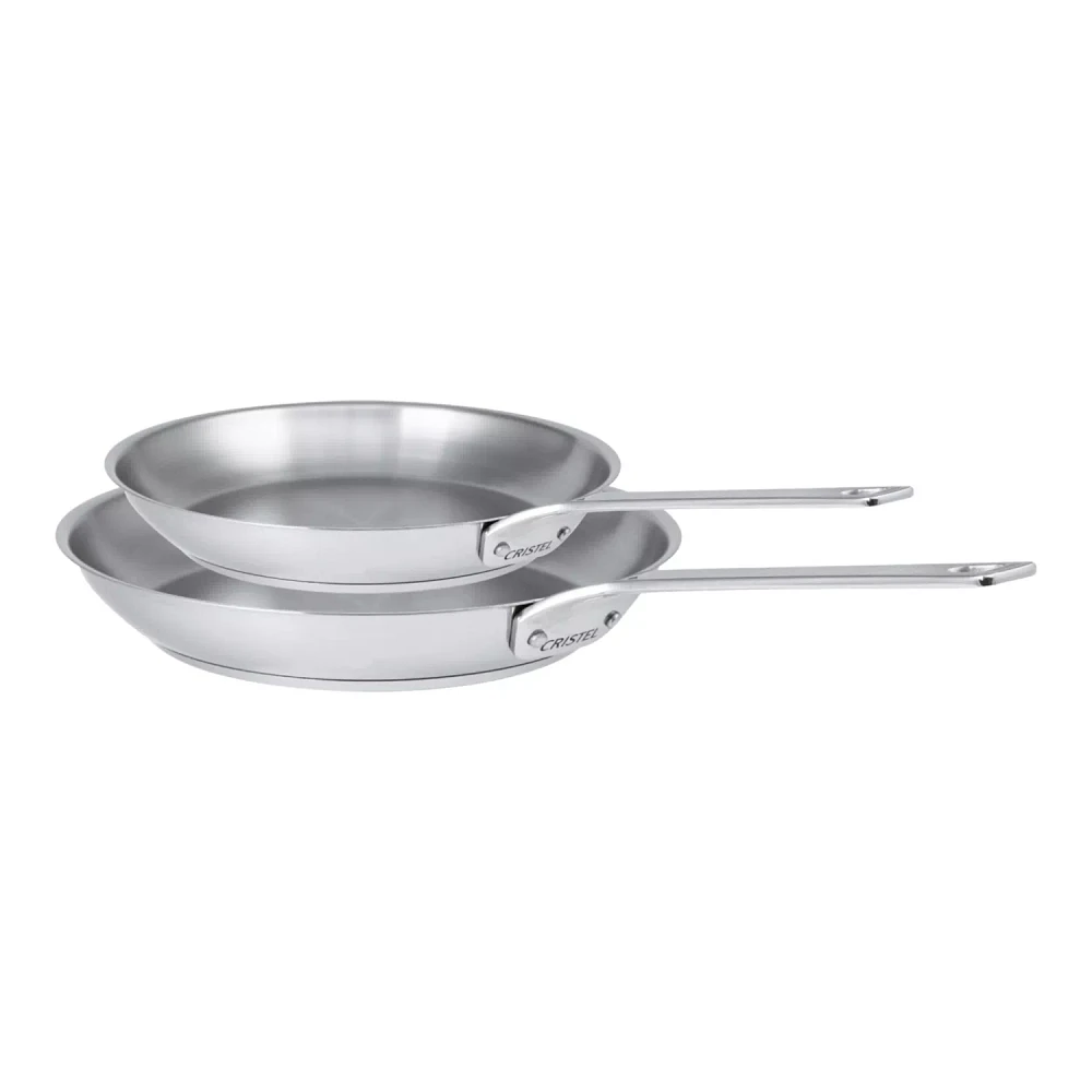 Cristel 1826 Stainless Steel Skillets, Set of 2, 8" & 10"