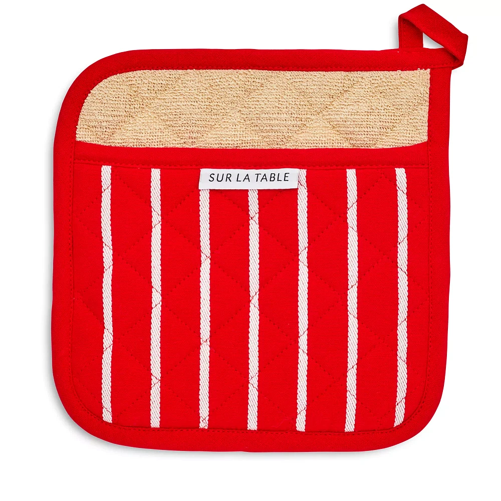 Sur La Table Red Butcher Stripe Pot Holder