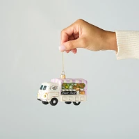 Sur La Table Flower Truck Glass Ornament, 4.6"