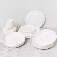 Fortessa Gourmet Essentials Bone China 16-Piece Coupe Dinnerware Set