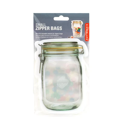 Kikkerland Mason Jar Zipper Bags, Set of 4