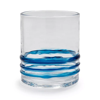 Sur La Table Blue Ring Double Old Fashioned Glass, 14 oz.