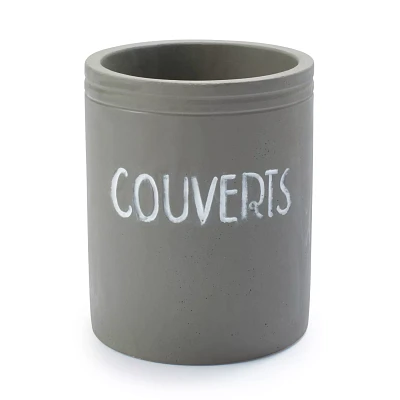 Sur La Table Cement "Couverts" Utensil Crock