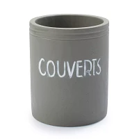 Sur La Table Cement "Couverts" Utensil Crock