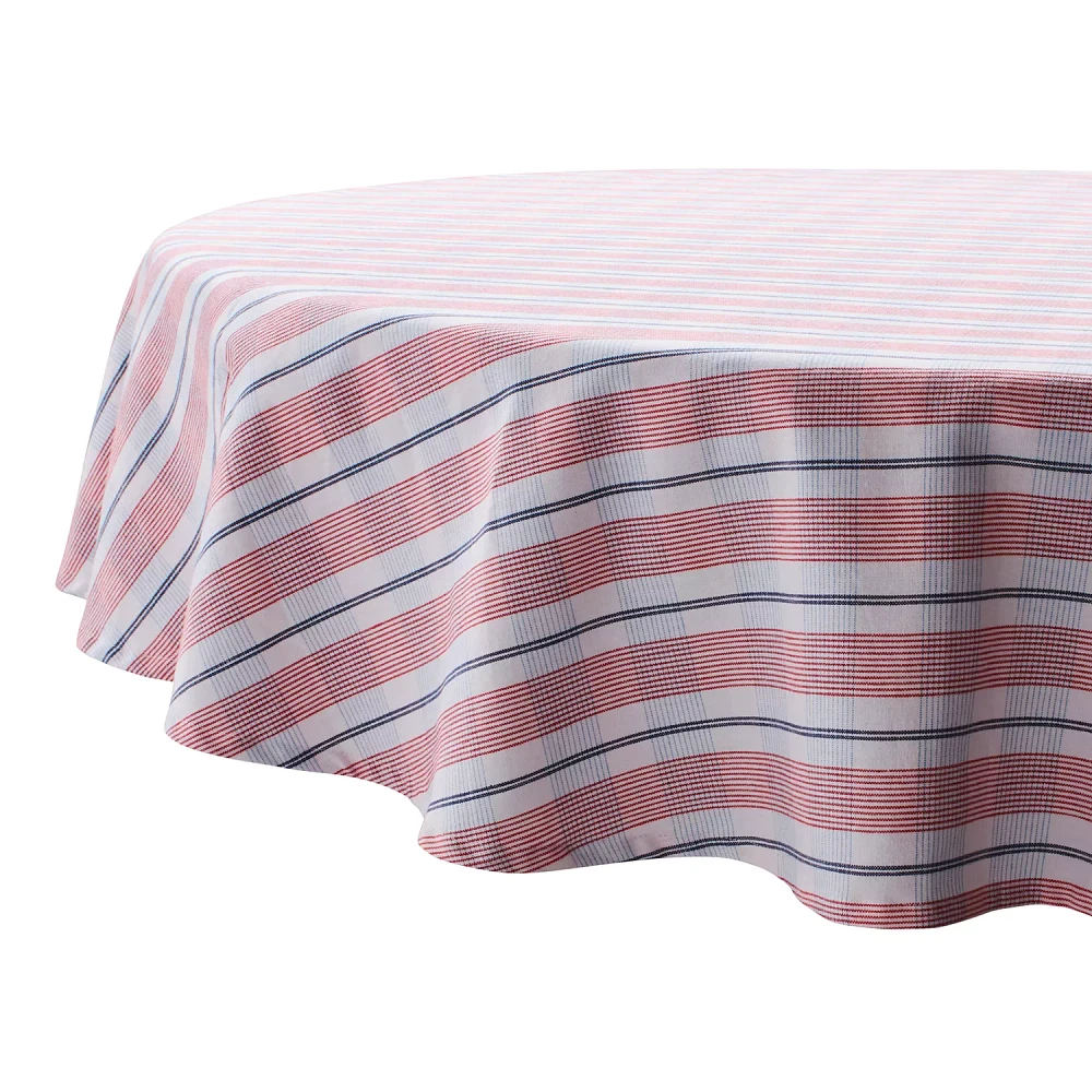 Sur La Table Round Open Plaid Tablecloth, 70"