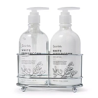 Sur La Table White Peppercorn Soap & Lotion Caddy Set