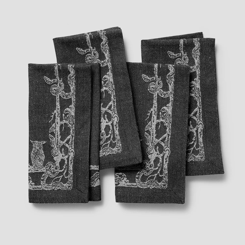 Sur La Table Halloween Jacquard Skeleton Napkins, Set of 4