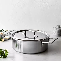 Demeyere Industry5 Stainless Steel Deep Sauté Pan With Double Handle & Lid, 4 Qt.