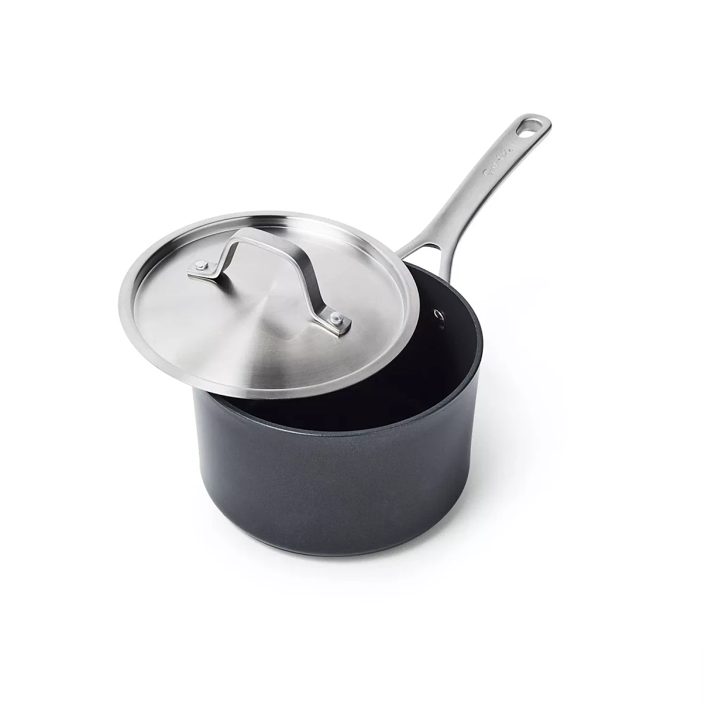 Sur La Table Market Hard Anodized Saucepan with Lid, 3.5 Qt