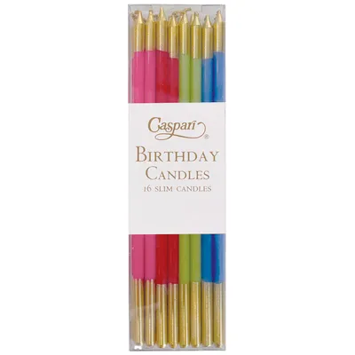 Caspari Assorted Bright Slim Birthday Candles