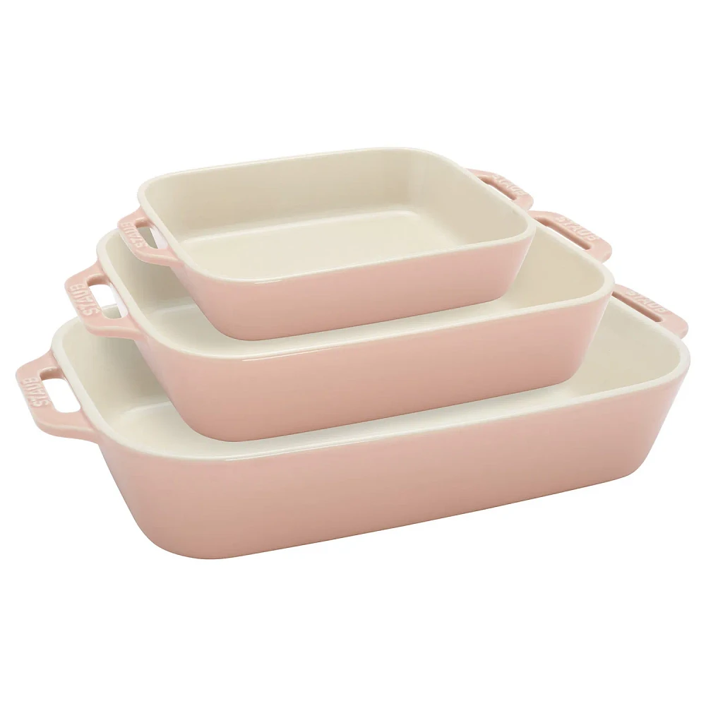 Staub Pastel Macaron Stoneware 3-Piece Rectangular Baker Set