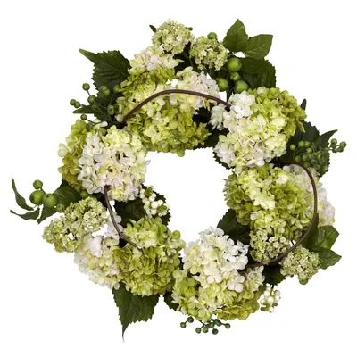 Nearly Natural Faux Hydrangea Wreath