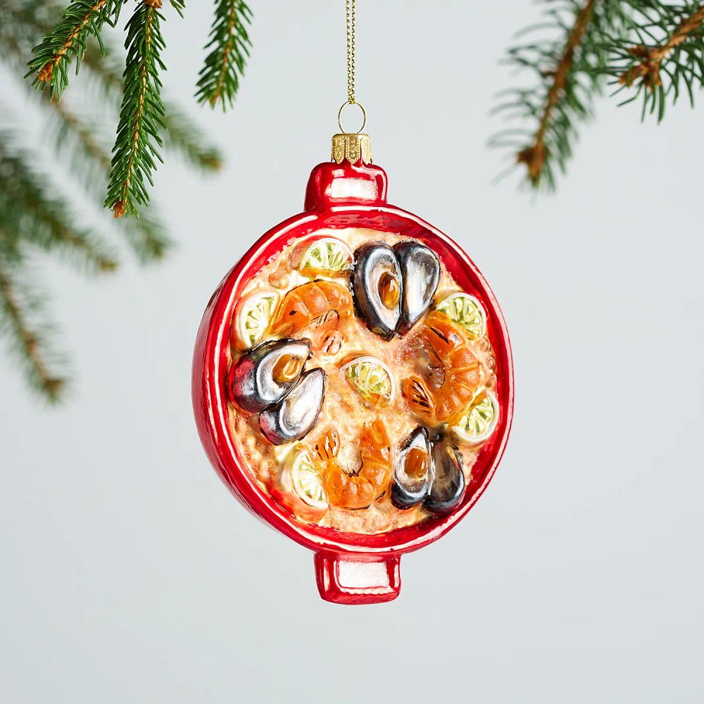 Sur La Table Paella Glass Ornament, 4.72"