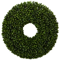 Nearly Natural Faux Boxwood Wreath, 24"