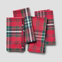 Sur La Table Snowy Village Plaid Napkins, Set of 4