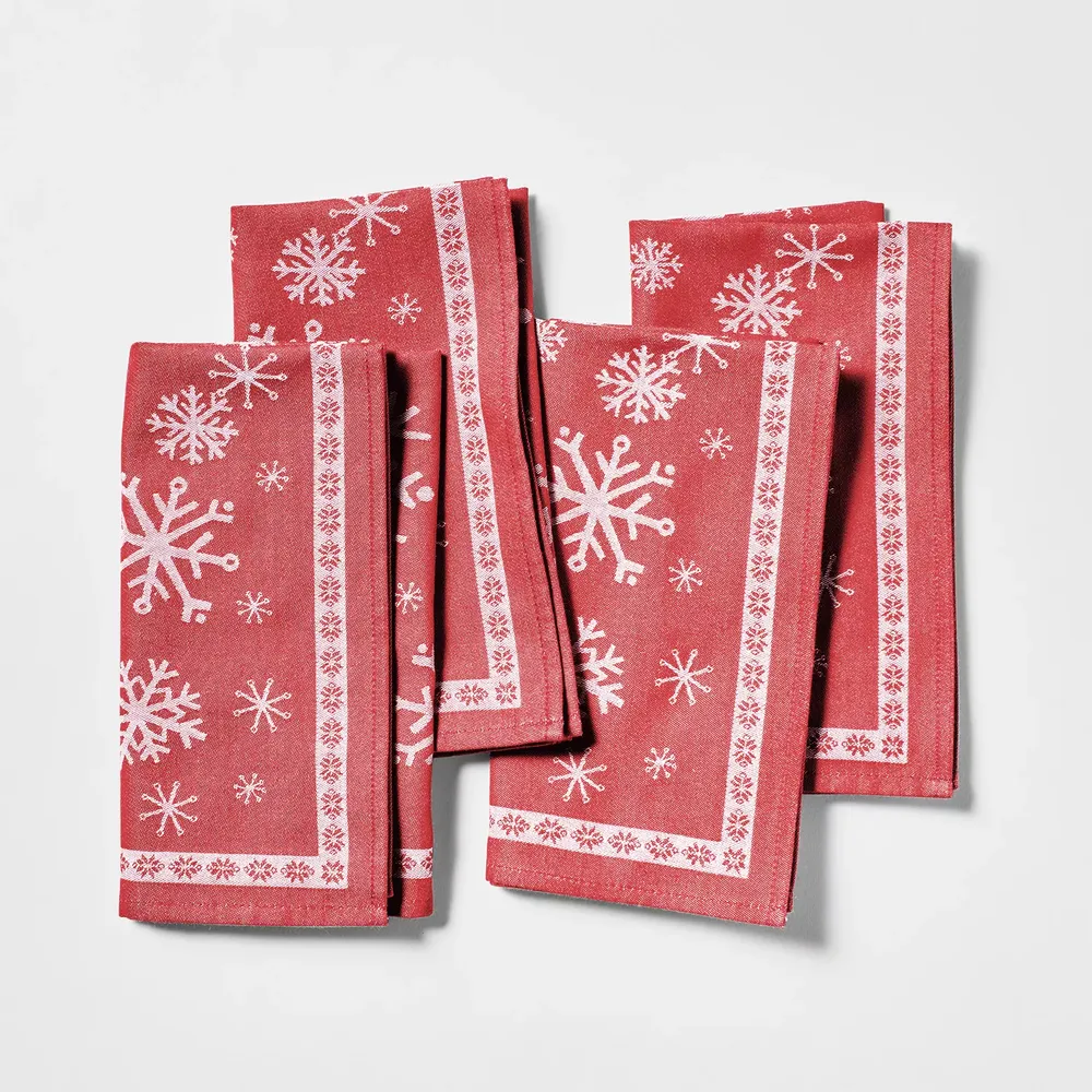 Sur La Table Snowy Village Jacquard Snowflake Napkins, Set of 4