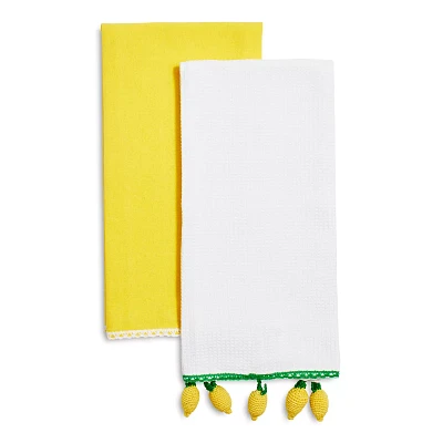 Sur La Table Lemon Crochet Kitchen Towels, Set of 2