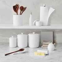 Sur La Table Porcelain & Acacia Paper Towel Holder