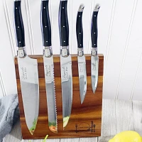 French Home 5-Piece Laguiole Kitchen Knife Set with Magnetic Display