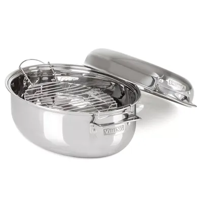 Viking 3-Ply Stainless Steel Oval Roaster with Rack