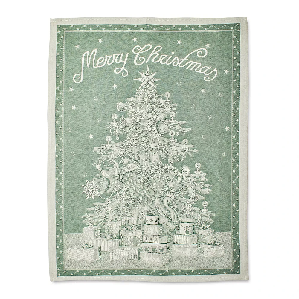 Sur La Table Green Merry Christmas Jacquard Kitchen Towel