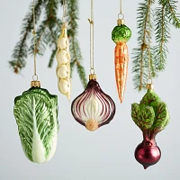 Sur La Table Vegetables Glass Ornaments, Set of 5