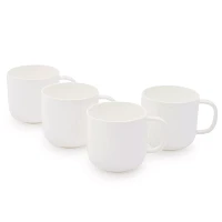 Fortessa Gourmet Essentials Bone China Coupe Mugs, Set of 4