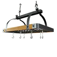 Enclume Hammered Steel & Tigerwood Signature Ceiling Pot Rack