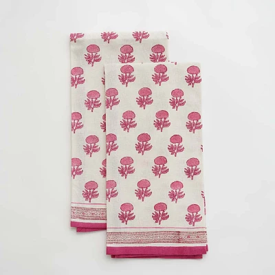 Pomegranate Rose Wine Towels, Set of 2