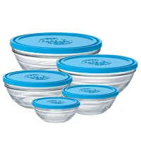 Duralex Lys Clear Stackable Bowls with Lids, Set of 5