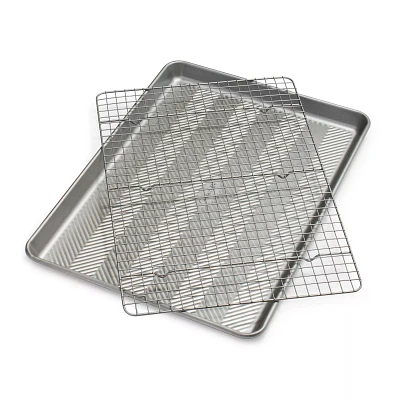 Sur La Table Silver Classic Half Sheet Pan with Cooling & Baking Grid, Set of 2