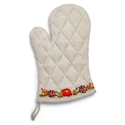 Sur La Table Vintage Floral Embroidered Oven Mitt