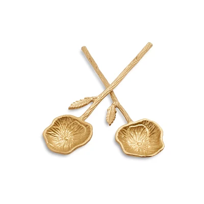 Sur La Table Gold Floral Servers, Set of 2