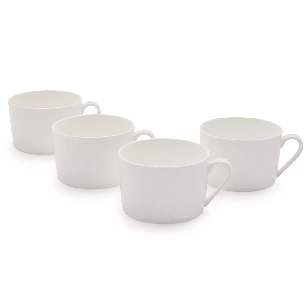 Fortessa Gourmet Essentials Bone China Classic Mugs, Set of 4