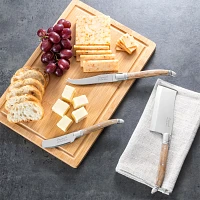 French Home Connoisseur Olive Wood Cheese Knives and Bamboo Cheese Board