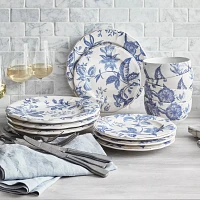 Sur La Table Italian Blue Floral 12-Piece Dinnerware Set