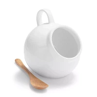 Sur La Table Porcelain Salt Cellar with Wooden Spoon