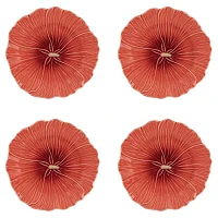 Bordallo Pinheiro Maria Flor Hollyhock Fruit Plates, Set of 4