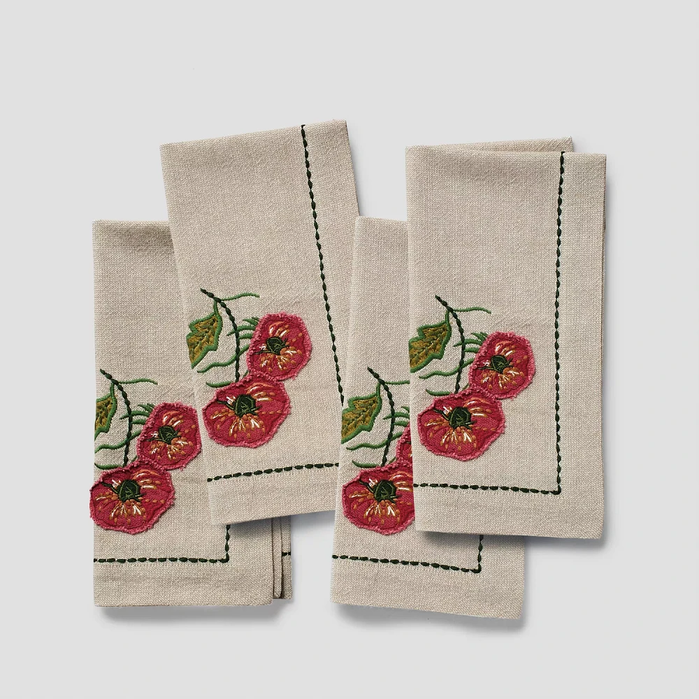 Sur La Table Garden Party Embroidered Napkins, Set of 4