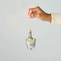 Sur La Table 2024 Champagne on Ice Glass Ornament, 4.7"