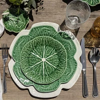 Bordallo Pinheiro Cabbage Green Dessert Plates, Set of 4